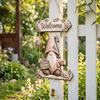 Welcoming Gift for Gardeners Wooden Gnome Door Hanger with Bell, Country Garden Welcome Sign Outdoor Hanging Swing Wall Plaque, Farmhouse Ornament