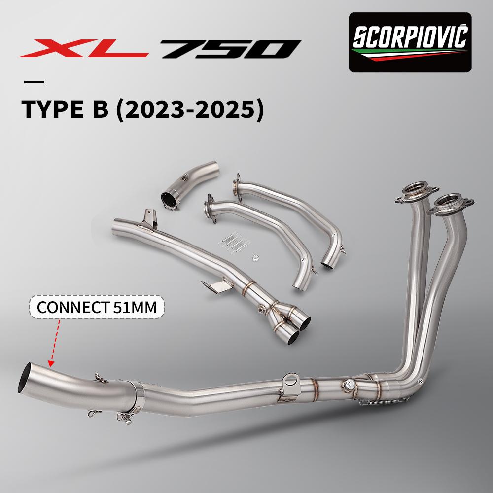 Header Link Pipe For XL 750 XL750 Transalp 750, 51mm Slip-On original muffler Motorcycle Exhaust Escape Muffler