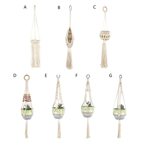 Wisząca doniczka ręcznie tkana łatwa w instalacji lina bawełniana Macrame Design wiszący kosz na rośliny Home Decor