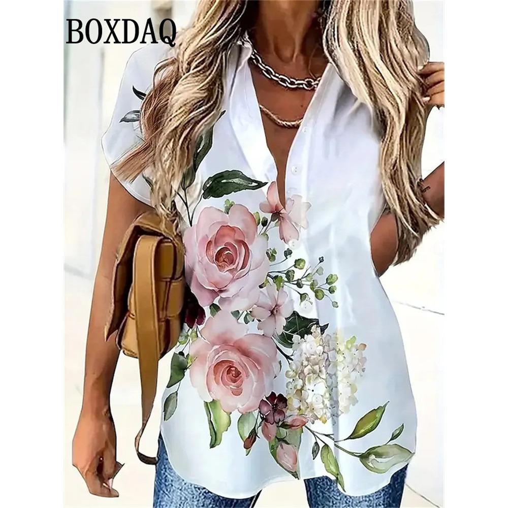 

Spring Summer Casual Women s Short Sleeve Blouses Fashion Lapel Button Loose Shirts Classic Plaid Print Women Short Sleeve Tops XL