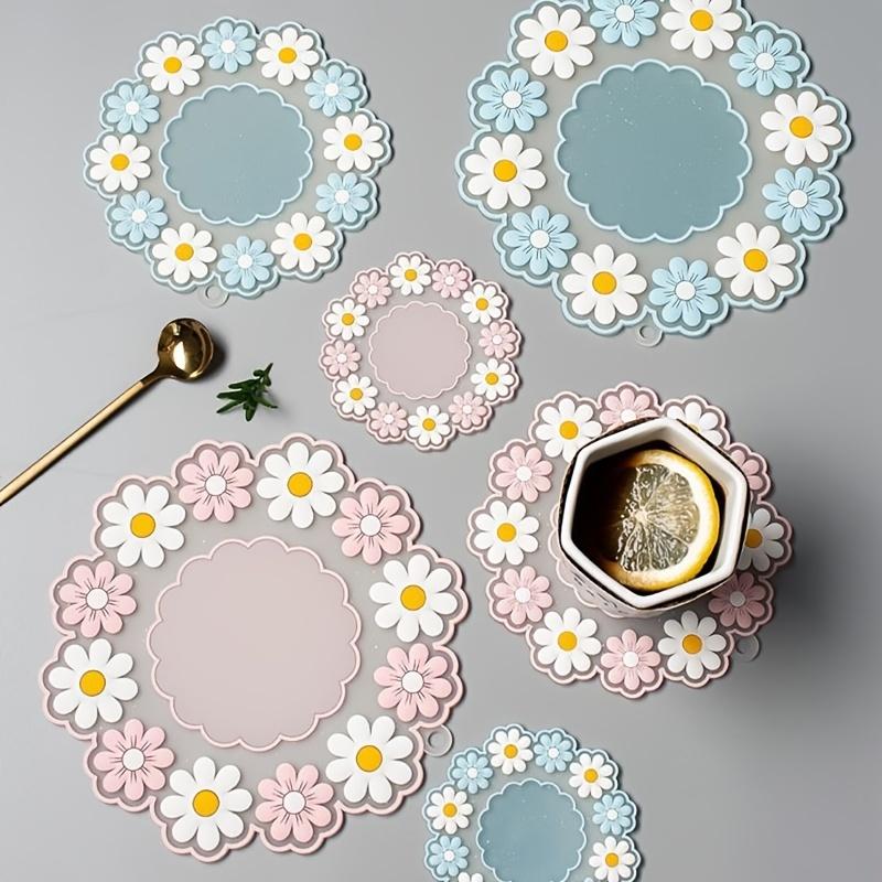 1pc Heat Insulation Coaster High Temperature Resistant Potholder Home Coaster Silicone Bowl Pad Soft Cup Mat Placemat Flower Placemat Flower Coaster