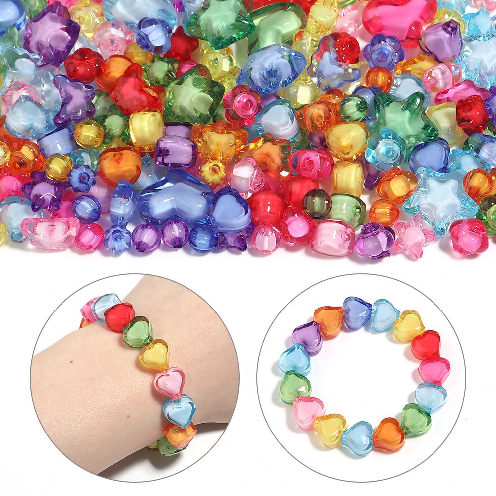 20-50pcs Candy Colored Acrylic Beads Pumpkin Star Butterfly Shape Loose Spaced Beads For DIY Fashion Bracelet Keychain Accessory