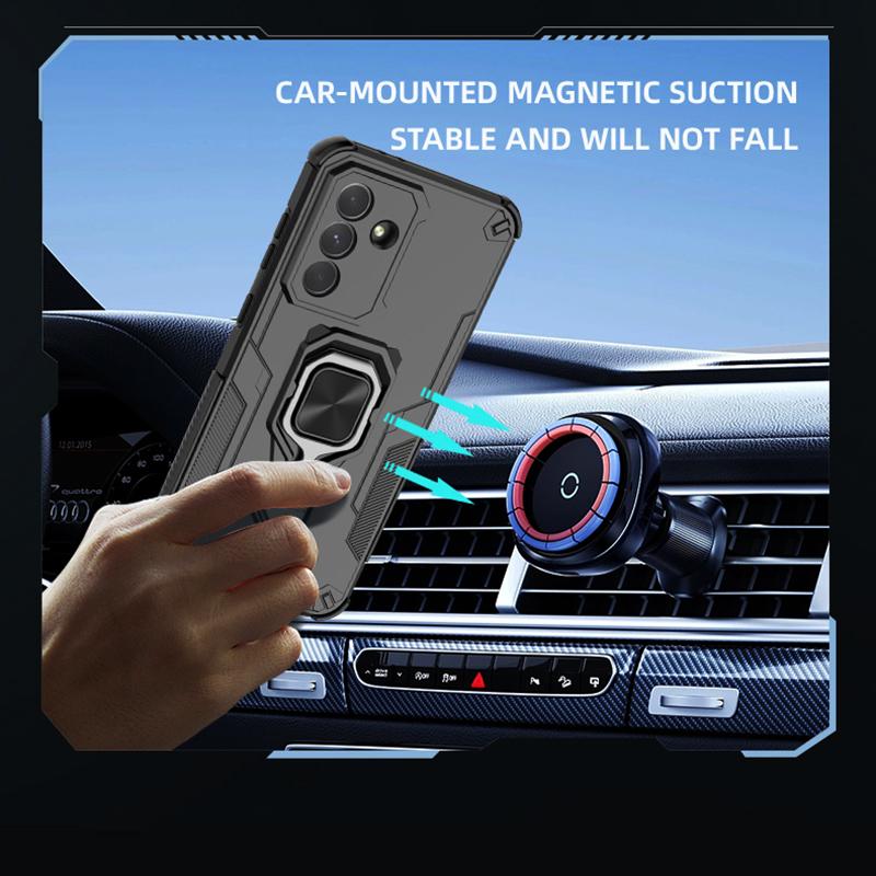 KEYSION Shockproof Armor Case for Samsung A17 5G Silicone+PC Upright Metal Live Ring Stand Phone Back Cover for Galaxy S25 FE 5G