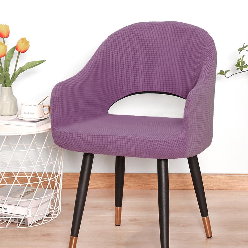 Nordic Curved Chair Cover Jacquard Spandex Hollow Arc Back Armchair Covers For Dining Room Coffee Bar Make Up Chair Cover