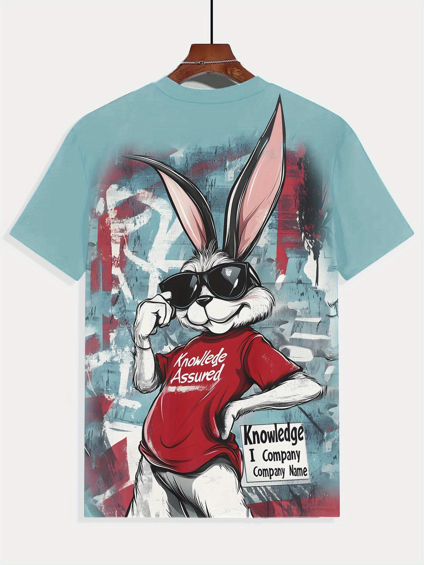 

Men s Summer Casual Short Sleeve T-Shirt With 3D Rabbit Graphic Print Breathable Round Neck Tee For Outdoor Sports Daily Wear XXS