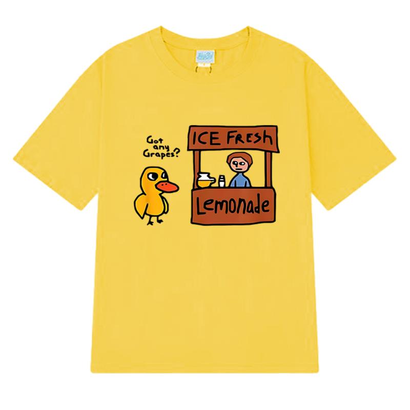 T-shirt d'été drôle et mignon canard a-t-il des raisins pour femmes harajuku t-shirts à manches courtes harajuku hauts unisexes
