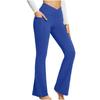 women's Cross V High Waist Flared Yoga Pants Pocket Slim Bootcut Trousers Casual Fitness Bottoms