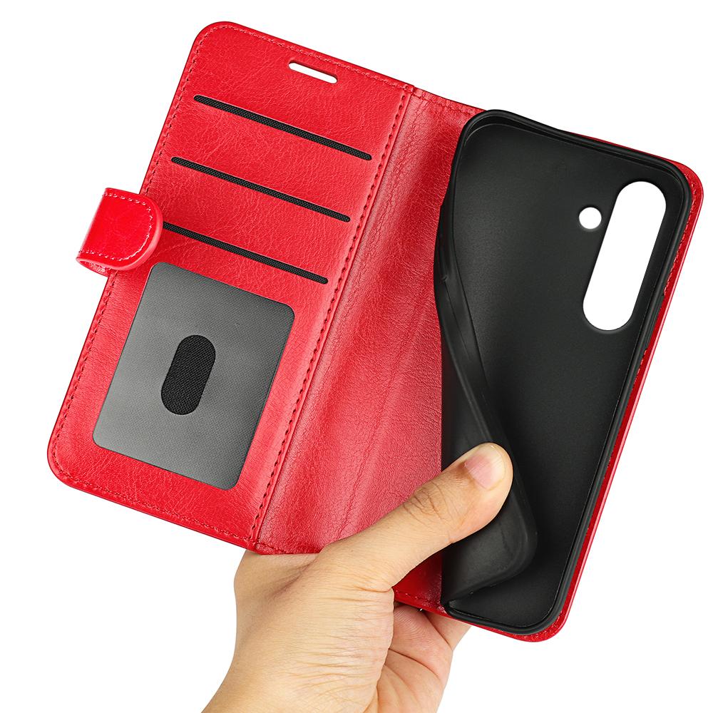 For Samsung Galaxy S24 FE Case Crazy Horse Texture Leather Stand Phone Cover with Wallet