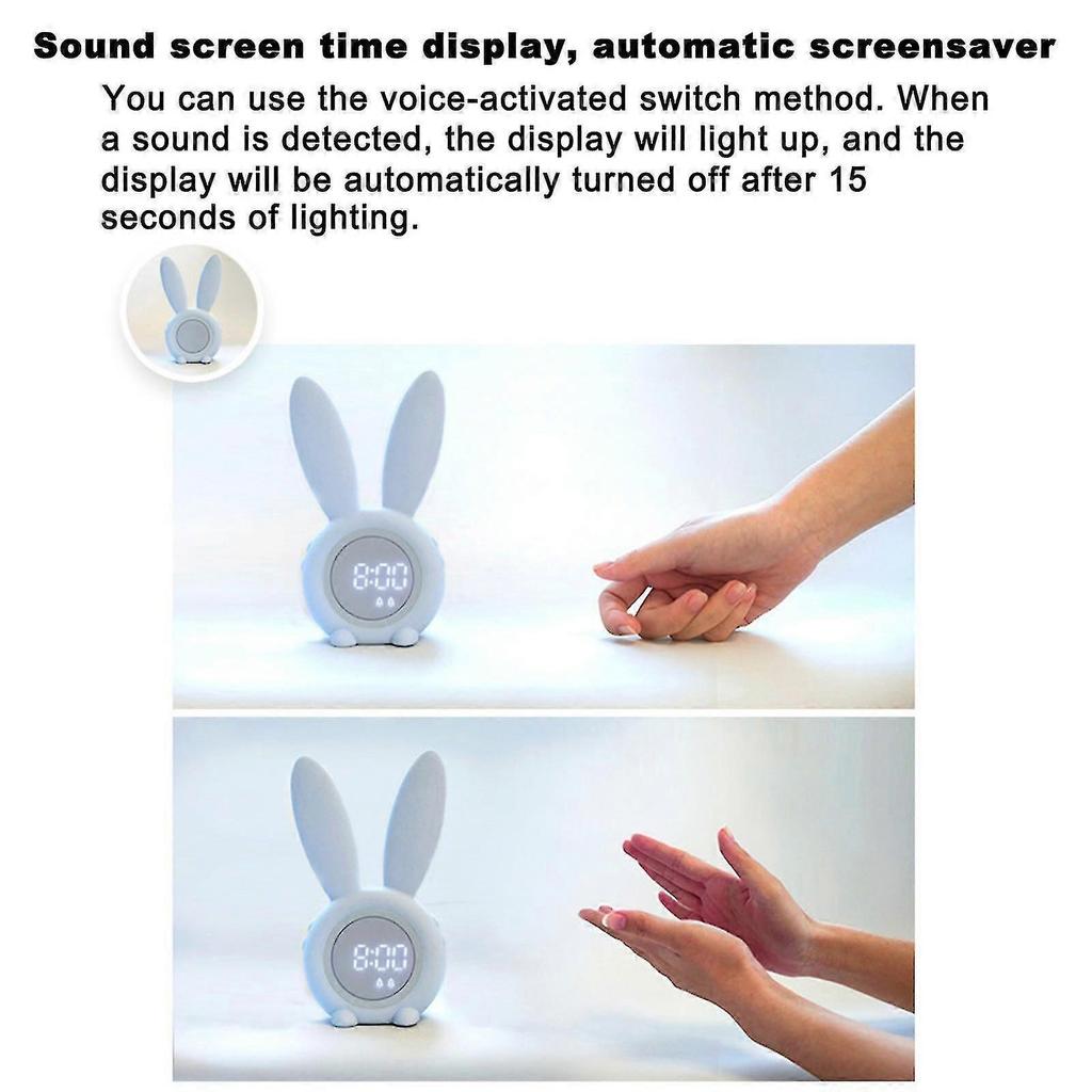 Rabbit Wake Up Lights Bedside Lamps Alarm Clocks Light Rabbit Alarm Clocks - Pink