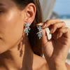 Pendiente Largo Colgante Estrella de Mar Coral Estilo Boho para Mujer Perla de Imitación Circonita de Colores Borla Larga Pendiente de Gota Joyería de Verano Playa Océano