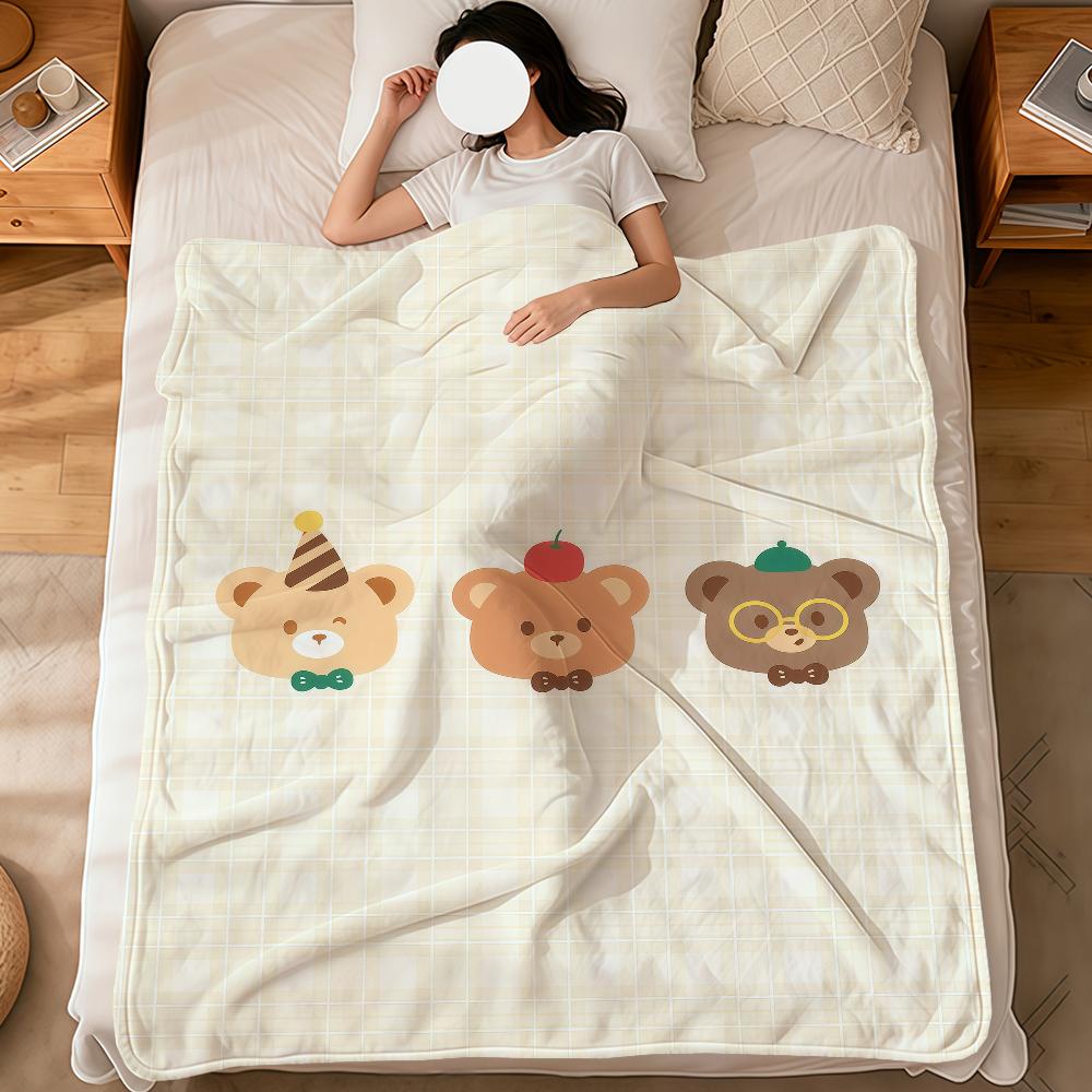 Cute Bear Birthday Art Cartoon kid soft warm plush blanket for dorm sofa living room pet hogar bedroom gift nap home Flannel