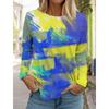 Women's Comfortable Simple T-Shirt 3D Graffiti Pattern Crew Neck Long Sleeve Top