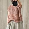 Johnature Women Shirts V-Neck Sleeveless Print Floral Loose Blouse Summer Button Chinese Style Vintage Shirts