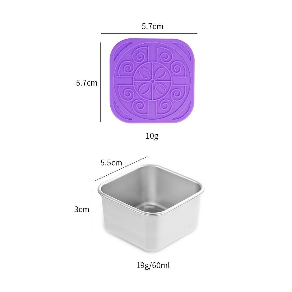 304 Stainless Steel Sauce & Salad Dressing Container with Silicone Lid - Leakproof Square Snack Lunch Box