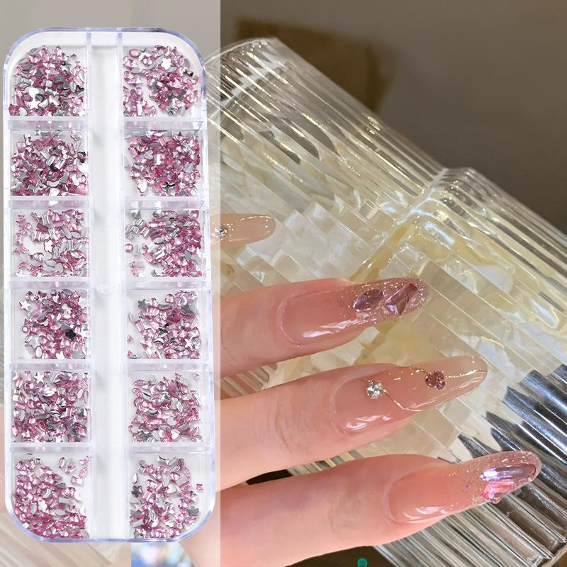 50 ks mini kosočtvercové kamínky na nehty s plochým dnem, AB barva, zdobení nehtů, křišťálové drahokamy, oslnivá manikúra, 3D dekorace na nehty