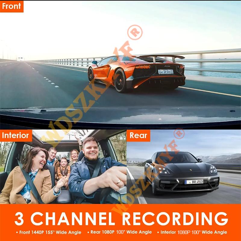 4K Car Dash Cam 3 Channels Video Recorder WIFI GPS Car DVR Parking Monitor Front With Rear View Night Vision Black Box for Car