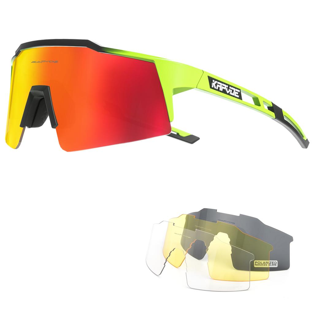 Kapvoe 4lens Cycling Glasses Sunglasses Cycling Goggles Outdoor UV400 Sports Protection MTB Road Mountain Bicycle Drive 4lens