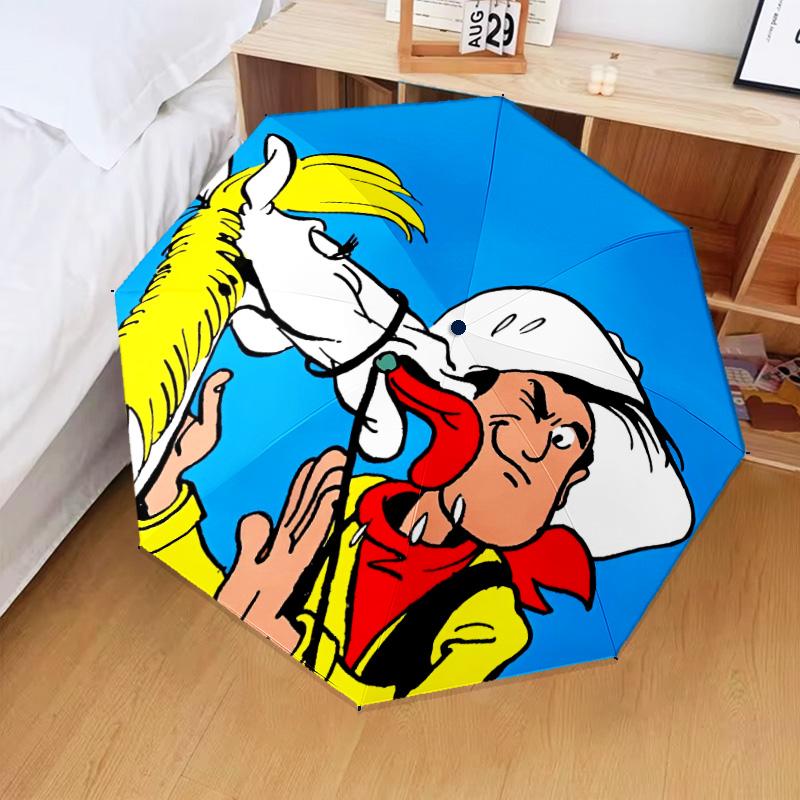 Cowboy Horseback Luke Umbrella Folding umbrella, automatic umbrella 8-Frame for Travel, camping Use Gift for Halloween Christmas