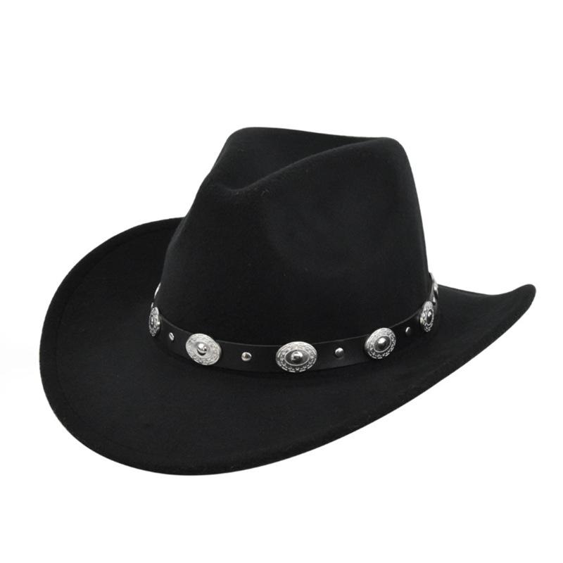 New Ethnic Minority Woolen Western Cowboy Top Hat Men and Women Couple Jazz Hat Hemming Europe and America