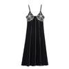 Vestido de tirantes midi con escote en V bordado para mujer, estilo vacacional, moda europea y americana