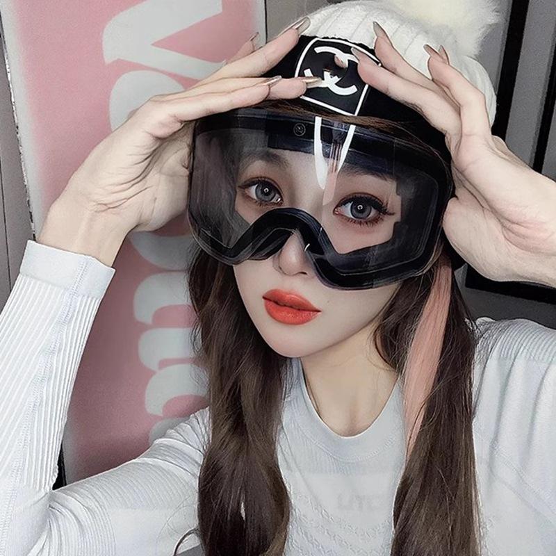 Winter ski goggles for men and women, suitable for those with prescription glasses, large frame with straps, windproof outdoor goggles for cycling