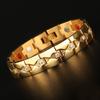 Mens Minimalist Geometric Titanium Steel Bracelet With CZ Stones Adjustable 18K Gold Vacuum Plated Business Gift