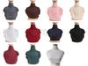 Womens Muslim Modal Fake False Collar Islamic Hijab Extensions Turtleneck High Neck Cover Warmer Bright Solid Color Half Top