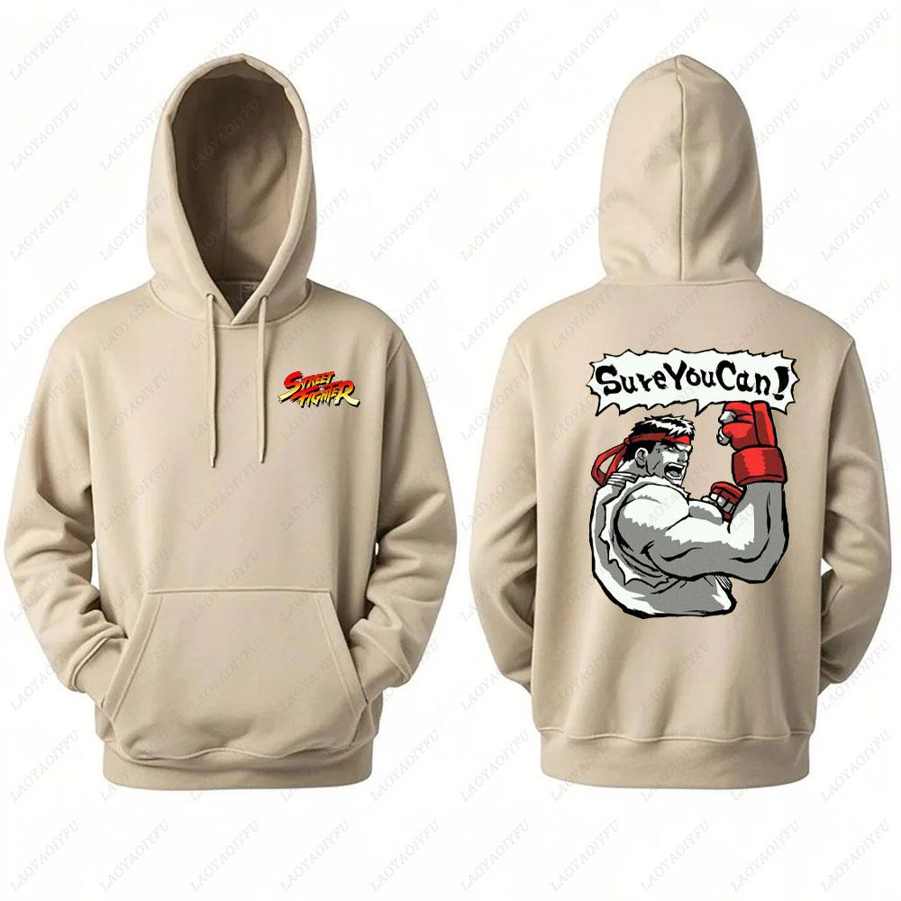 Street Fighter Men's Hoodie Anime Game Print Casual Long-sleeved Sweatshirt Double-sided Streetwear for Autumn ropa de hombre