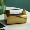 A20F-1Pc Metal Tissue Box Square Golden Rectangle House Geometry Desktop Storage Organization Living Room Modern Home Decor