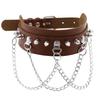 DIEZI Sexy Lignt Brown PU Leather Necklace Women Men New Harajuku Gothic Vintage Heart Chain Choker Statement Necklace Jewelry