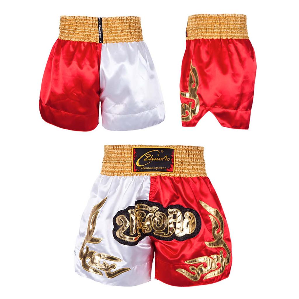 Kids Boy Color Block Patchwork Boxing Shorts Wide Elastic Waistband Side Slit Training Shorts