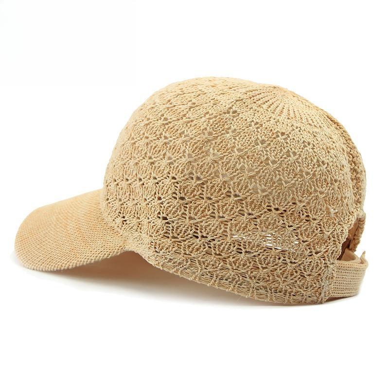 Women's Summer Breathable Hollow-Out Knit Baseball Cap Crochet Mesh Peaked Hat Casual Beach Sun Protection Visor