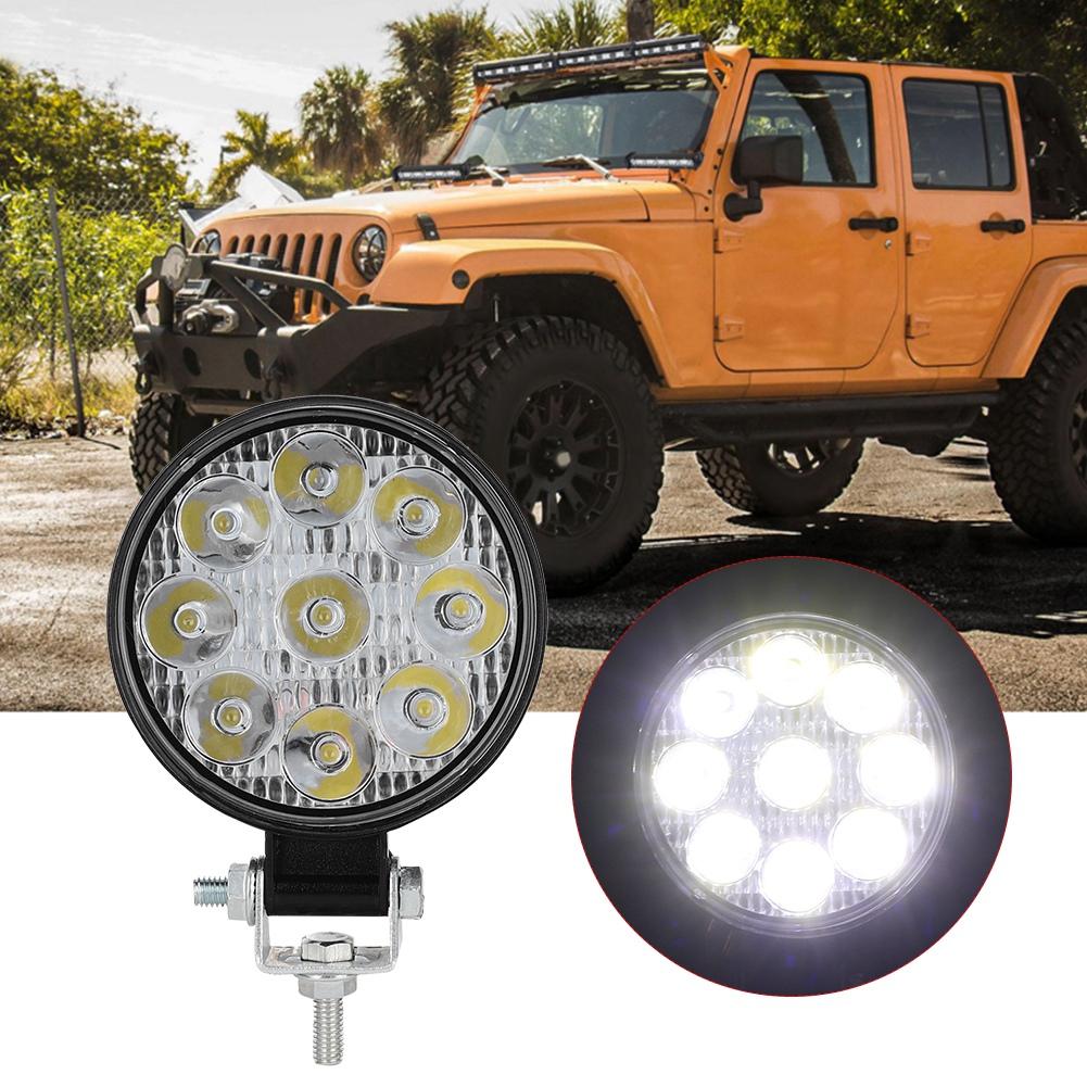 27W 9LED Round Mini Work Light Auxiliary Lamp Light for Car Motorcycle Truck Forklift BoatBlack