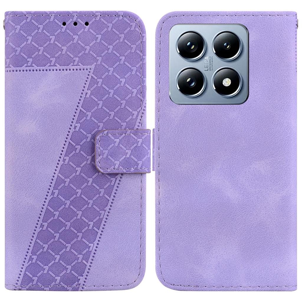 For Xiaomi 14T Stand Case 7-Shaped Pattern Imprint Leather Phone Cover