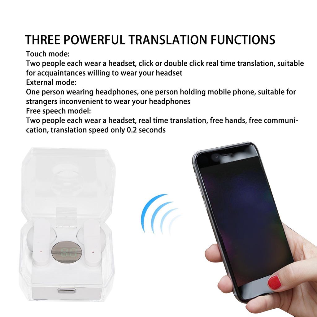 Language Translator Earbuds   5.3 144 Languages Online Translation Translator Earphones for Music and Calling