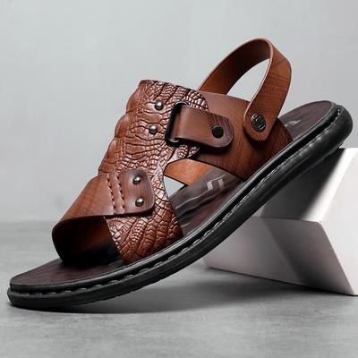 Men's Sandals Summer Soft Sole Crocodile Pattern Beach Shoes Youth Foreign Trade New Leisure Trend Outwear Sandals