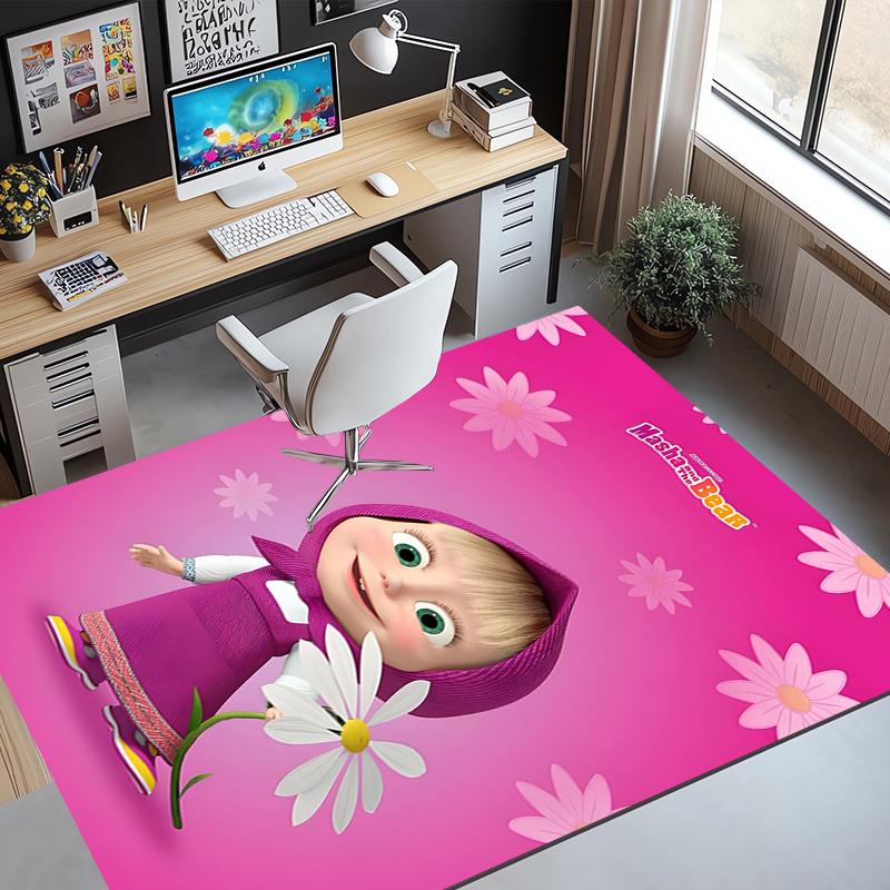 Masha and The Bear Pattern Rug, Indoor/Outdoor Mat, for Picnic, Gameroom, Bedroom, Office, Living Room, Home Decor Carpet, Birthday Gift