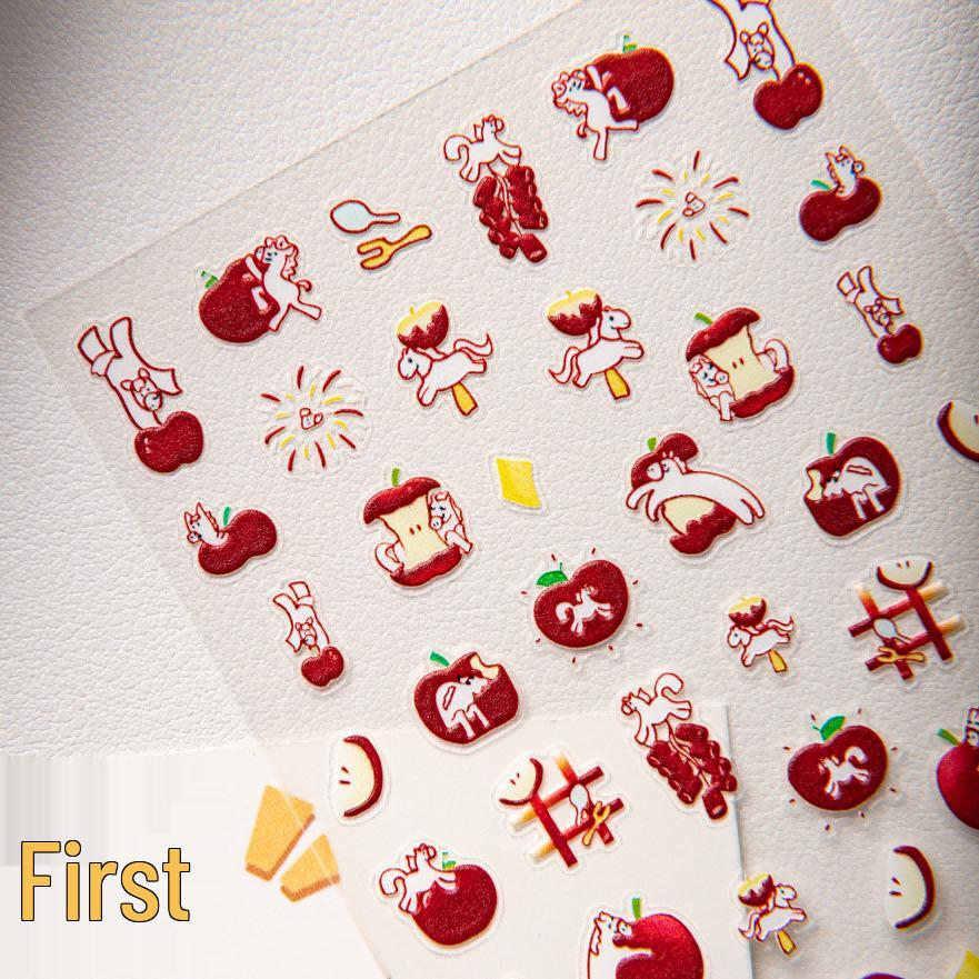 Cyansea Year of the Horse 3D Apple Embossed Nail Art, Journal, and Device Decorative Stickers CF-709