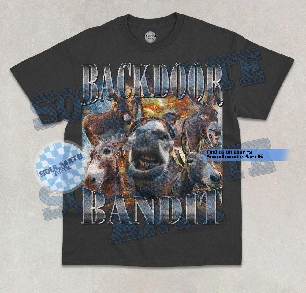 Backdoor Bandit T-Shirt Funny Joke Meme Donkey Graphic Bootleg Unisex Shirt XL