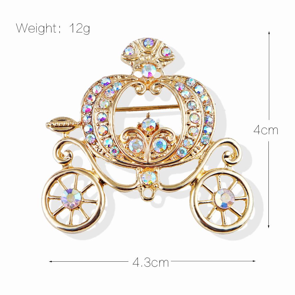 Gray Gu Liang Pumpkin Car Brooch Fairy Tale Style Color Medieval Block Retro Temperament Women'S Pin