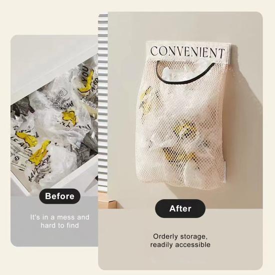 2/3Pcs Bag Breathable Storage Holders Grocery Plastic Wall-Mounted Trash Bag Holders