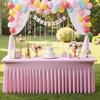 4/5/6/8Ft Spandex Tablecloth,Wrinkle Free Fitted Table Cloth Cover with Skirt for Parties Weddings Birthday Banquet Baby Shower