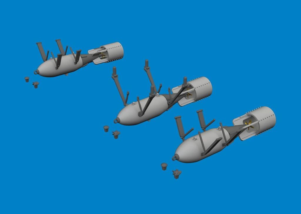 Eduard 1/48 Scale Brassin WWII British 250lb MC Bomb for P-40, Pack of 3 (for Eduard), Plastic Model Parts, EDU6481082 (Airplane)