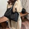 Quality Solid Faux Suede Shoulder Bag Buckle Decorative Large Capacity Hasp Casual Tote Hot Sale Bags for Women