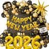 New Year Black And Gold Balloon Set Happy New Year New Year Decoration Party Decoration
