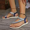 Sandals Women's Fashion Casual Flat Small Wedge Rhinestone Chain Handmade Women's Sandals