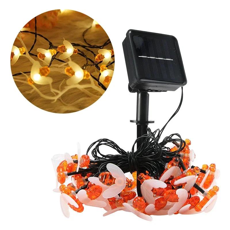 Solar 100LED Lovely Bee Shaped Night Lights Fairy String Outdoor Courtyard Garden Fence Patio Lamp Party Christmas Decorations