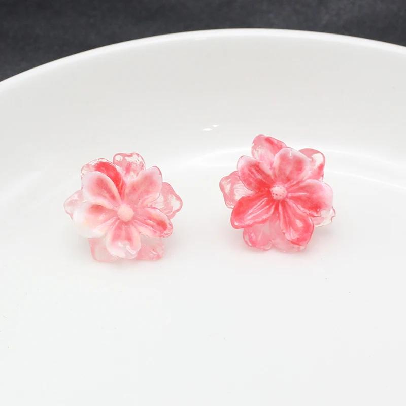 Resin Transparent 3D Flower Big Stud Earring for Women Personality Creative Lovely Simple Wedding Jewelry Girl Gift Brincos