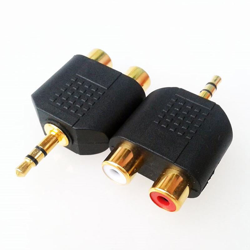 Stereo RCA Splitter Connector 3.5 Mm Male To 2 Female Audio Adapter For Computer Speaker Earphone Headphone