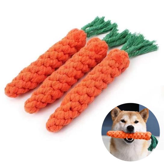 Carrot Dog Rope Toy Interactive Cotton Rope Dog Chew Toy for Aggressive Chewers Puppy Teeth Cleaning Toy for Small Medium Dogs